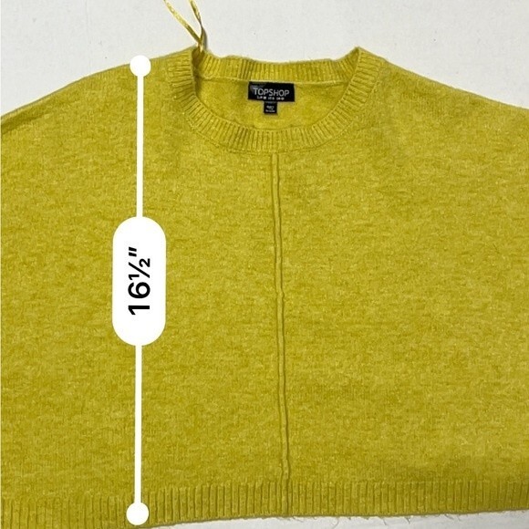Topshop Wide Sleeve Crop Sweater in Yellow 6 NWOT - Picture 11 of 13